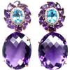 PNG Orecchini In Argento Sterling 925 17 X 23 MM. Ametista Viola, Topazio E Zircone