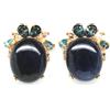 PNG Orecchini In Zaffiro Blu E Topazio Fatto A Mano In Argento 925 17 X 20 Mm