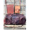 Fatto a mano Borse Da Viaggio In Vera Pelle, Duffle Verticale, 2 Borse, Weekend