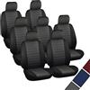 WOLTU coprisedili auto coprisedile singolo misura universale, set di 7, nero/grigio