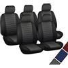 WOLTU coprisedili auto coprisedile singolo misura universale, set di 5, nero/grigio