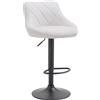 CLP Sgabello da bar Lazio, rivestito in ecopelle. Sgabello girevole con poggiapiedi. Sgabello da bar regolabile in altezza, con base a trombetta. Colore: bianco. Colore della struttura: nero