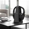 Casativo Cuffie stereo wireless digitali con base di ricarica e ricetrasmettitore 2 in 1 - senza fili, portata di 30 m, suono cristallino, comode e leggere, nero