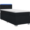 vidaXL Letto con rete a molle e materasso, con illuminazione LED, nero, 90 x 200 cm, rivestito in tessuto