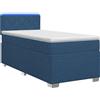 vidaXL Letto con rete a molle e materasso, con illuminazione LED blu, 90 x 200 cm, rivestito in tessuto