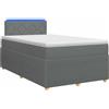 vidaXL Letto a molle con materasso grigio scuro 120 x 190 cm tessuto