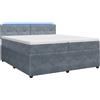 vidaXL Letto a molle con materasso grigio scuro 200 x 200 cm in velluto