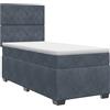 vidaXL Letto a molle con materasso grigio scuro 90 x 190 cm in velluto
