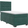 vidaXL Letto a molle con materasso verde scuro 90 x 200 cm in velluto