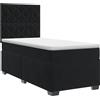 vidaXL Letto a molle con materasso nero 100 x 200 cm in velluto
