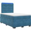 vidaXL Letto con rete a molle e materasso, con testiera, blu, 120 x 200 cm, in velluto