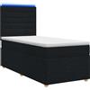 vidaXL Letto a molle con materasso nero 80 x 200 cm in tessuto