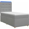 vidaXL Letto a molle con materasso grigio chiaro 80 x 200 cm in tessuto