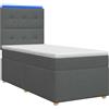vidaXL Letto a molle con materasso grigio scuro 80 x 200 cm in tessuto