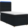 vidaXL Letto a molle con materasso nero 80 x 200 cm in tessuto