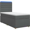 vidaXL Letto a molle con materasso grigio scuro 100 x 200 cm in tessuto