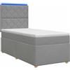 vidaXL Letto a molle con materasso grigio chiaro 100 x 200 cm in tessuto