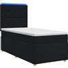 vidaXL Letto a molle con materasso nero 100 x 200 cm in tessuto