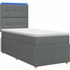 vidaXL LED letto a molle con materasso grigio scuro 80 x 200 cm tessuto