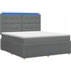 vidaXL LED letto a molle con materasso grigio scuro 140 x 190 cm tessuto