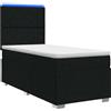 vidaXL LED letto a molle con materasso nero 100 x 200 cm tessuto