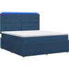 vidaXL Letto boxspring LED con materasso blu 140 x 190 cm Tessuto