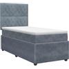 vidaXL Letto a molle con materasso grigio scuro 90 x 190 cm in velluto
