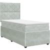 vidaXL Letto a molle con materasso grigio chiaro 90 x 190 cm in velluto