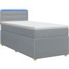 vidaXL Letto a molle con materasso grigio chiaro 80 x 200 cm in tessuto