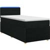 vidaXL Letto a molle con materasso nero 80 x 200 cm in tessuto