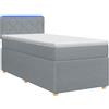 vidaXL Letto a molle con materasso grigio chiaro 80 x 200 cm in tessuto