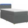 vidaXL Letto a molle con materasso grigio scuro 80 x 200 cm in tessuto