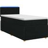 vidaXL Letto a molle con materasso nero 80 x 200 cm in tessuto