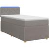 vidaXL Letto a molle con materasso e testata Taupe 80 x 200 cm in tessuto