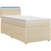 vidaXL Letto a molle insacchettate con materasso e testiera crema 80 x 200 cm in tessuto