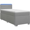 vidaXL Letto con rete a molle e materasso, colore grigio chiaro, 80 x 200 cm, rivestito in tessuto