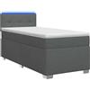 vidaXL Letto con rete a molle e materasso, colore grigio scuro, 80 x 200 cm, rivestito in tessuto