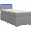 vidaXL Letto con rete a molle e materasso, colore grigio chiaro, 80 x 200 cm, rivestito in tessuto