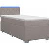 vidaXL Letto con rete a molle e materasso, con illuminazione LED color taupe, 80 x 200 cm, rivestito in tessuto