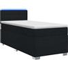 vidaXL Letto con rete a molle e materasso, con illuminazione LED, nero, 90 x 190 cm, rivestito in tessuto