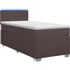 vidaXL Letto con rete a molle e materasso, colore marrone scuro, dimensioni 90 x 190 cm