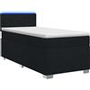 vidaXL Letto con rete a molle e materasso, con illuminazione a LED, nero, 100 x 200 cm, rivestito in tessuto