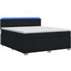 vidaXL Letto con rete a molle e materasso, con illuminazione LED, nero, 140 x 190 cm, rivestito in tessuto