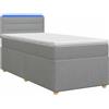 vidaXL Letto a molle con materasso grigio chiaro 80 x 200 cm in tessuto