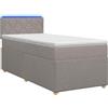 vidaXL Letto a molle con materasso e testata Taupe 80 x 200 cm in tessuto