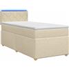 vidaXL Letto a molle insacchettate con materasso e testiera crema 80 x 200 cm in tessuto
