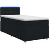 vidaXL Letto a molle con materasso nero 90 x 190 cm in tessuto