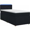 vidaXL Letto a molle con materasso nero 90 x 190 cm in tessuto