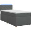 vidaXL Letto a molle con materasso grigio scuro 100 x 200 cm in tessuto