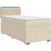 vidaXL Letto a molle insacchettate con materasso e testiera crema 80 x 200 cm in tessuto